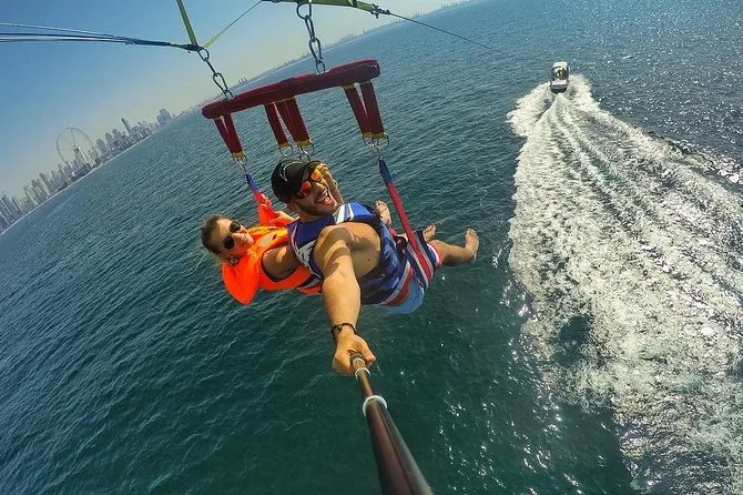 Parasailing over Jumeirah Beach